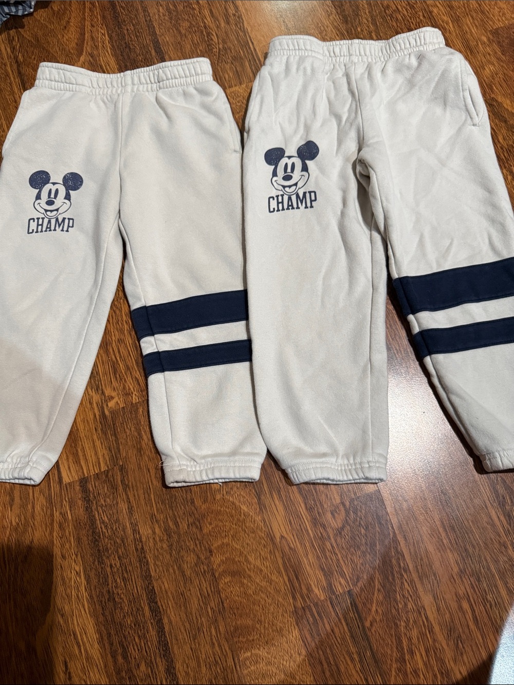 GAP 2 Pair of Cream Sweatpants with Navy 'Champ' Graphic